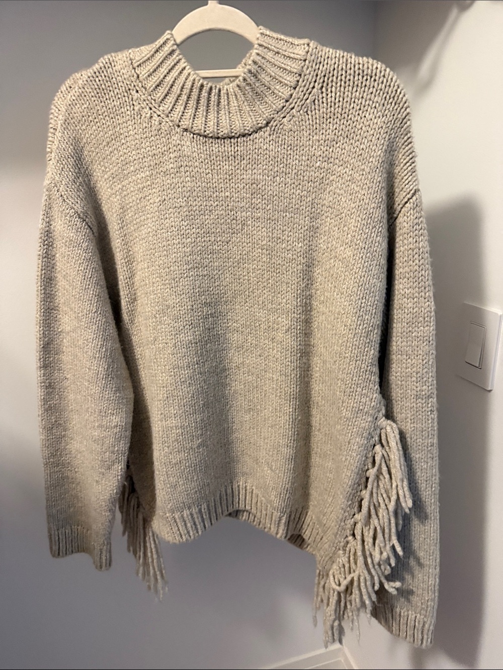 Zara Oat Cream Fringe Sweater